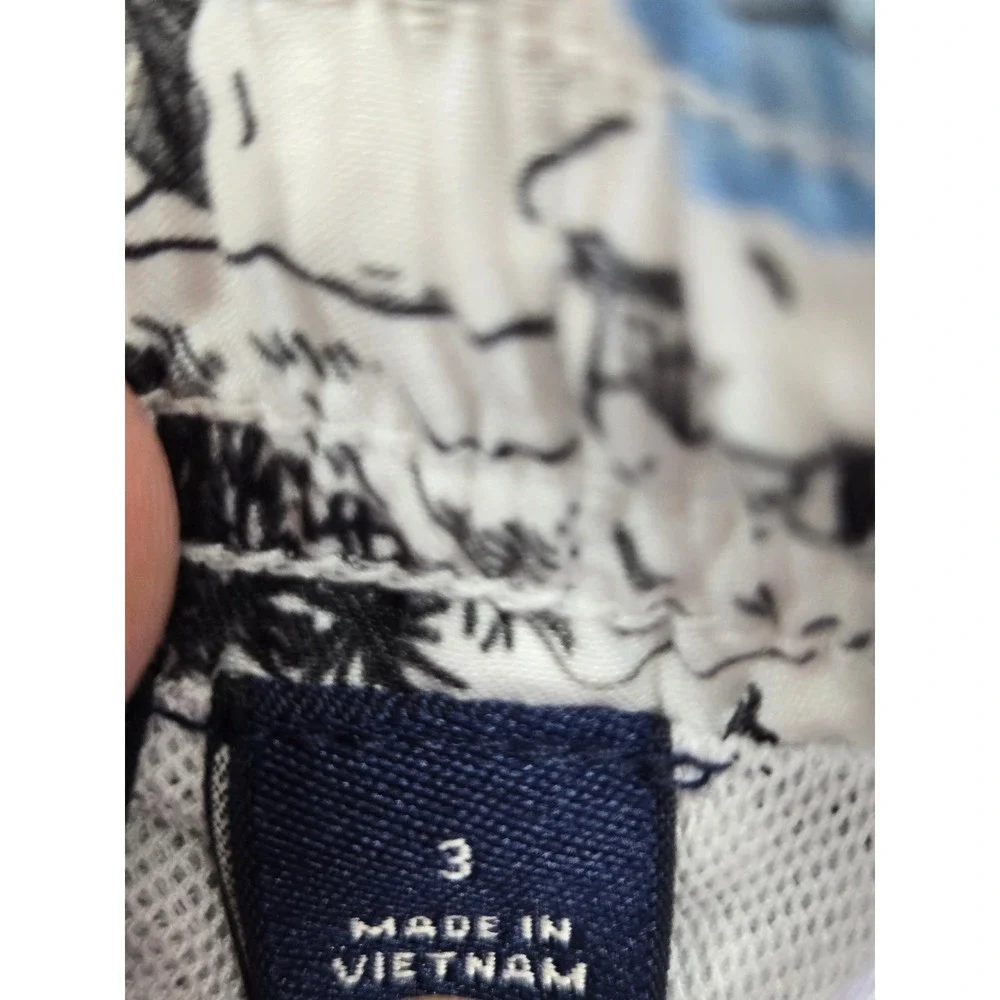 Janie and Jack Boys 3 Tropical Island Palm Tree‎ Print Swim Trunks Blue White